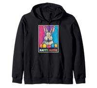 Happy Easter Pop Art Easter Bunny Easter Eggs Funny Cute Zip Hoodie