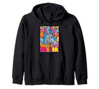 Happy Easter Pop Art Easter Bunny Easter Eggs Funny Cute Zip Hoodie