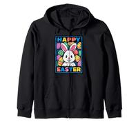 Happy Easter Pop Art Easter Bunny Easter Eggs Funny Cute Zip Hoodie
