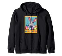 Happy Easter Pop Art Easter Bunny Easter Eggs Funny Cute Zip Hoodie