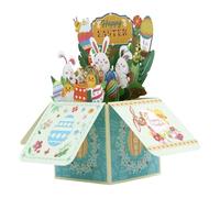 Happy Easter Pop Up Card, 3D Adorable Bunny & Egg Easter Pop Up Greeting Card Religious with Envelope and Message Paper Suitable for Girls Boys Kids Teens Adults Gift