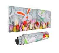 Happy Easter Print Large Mouse Pad Non-Slip Desk Pad Protector Computer Keyboard Pad for Office Home 80 * 30 cm