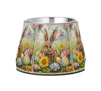 Happy Easter Rabbit Carrots Bowknot Daisy Egg Dogs Water Bowl Enhanced Stainless Steel Cats Basic Bowls for Slow Feed Dogs Whisker Relief
