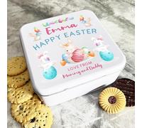 Happy Easter Rabbit Egg Personalised Gift Cake Biscuits Sweets Treat Tin Personalised Gift | Custom Gift | Personalized Tin | Cake, Biscuit & Treat Tins | Gift For Her | Gift For Him