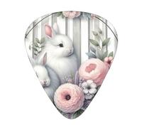Happy-Easter-Rabbits-Floral 12 Pack Guitar Picks With 3 Thicknesses And Storage Box, Abs Plectrums For Electric Bass Guitar Players