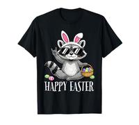 Happy Easter Raccoon Bunny Rock Hand Funny Men Women Kids T-Shirt