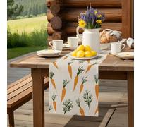Happy Easter Seamless Carrot Table Runner 36 Inches Long,Table Runners Kitchen Dining Tables Decoration for Home Party Decor, Watercolor Leaves on Linen Tables Runner Wedding Dresser Scarf
