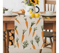 Happy Easter Seamless Carrot Table Runner 70 Inches Long,Table Runners Kitchen Dining Tables Decoration for Home Party Decor, Watercolor Leaves on Linen Tables Runner Wedding Dresser Scarf