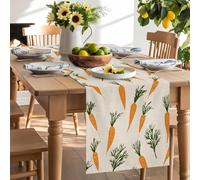 Happy Easter Seamless Carrot Table Runner 90 Inches Long,Table Runners Kitchen Dining Tables Decoration for Home Party Decor, Watercolor Leaves on Linen Tables Runner Wedding Dresser Scarf