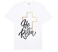 Happy Easter Shirt He is Risen Jesus Cross Scripture Matthew Comfort Colors Adult Heavyweight T-Shirt