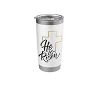 Happy Easter Shirt He is Risen Jesus Cross Scripture Matthew Stainless Steel Insulated Tumbler