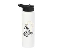 Happy Easter Shirt He is Risen Jesus Cross Scripture Matthew Stainless Steel Insulated Water Bottle