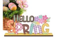Happy Easter Sign Easter Party Decoration Rabbit Table Sign Wooden Table Centerpiece Easter Gift Decoration Floral Easter Center Handmade Bunny Sign Easter Bunny Display Bunny Decoration Home Mats