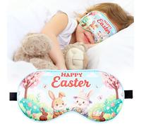 Happy Easter Sleeping Eye Mask - Funny Bunny Rabbit Eyes Mask with Adjustable Strap, Soft Lightweight Cartoon Animal Eye Cover for Night Sleep Travel Airplane Home Sleepover Party Gift Supplies