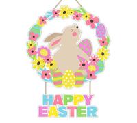 Happy Easter Spring Flowers Decor Sign for Home Room Wooden Wreaths Decorations, Funny Spring Rabbit Bunny Egg Decorations for Home Room, Easter Gifts for Women Men Rabbit Lover