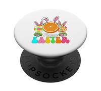 Happy Easter Three Leopard Oranges Bunny Colorful Eggs PopSockets Adhesive PopGrip