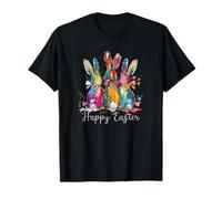 Happy Easter Three Spring Bunny Hoppy Bunny Meadow Easter T-Shirt