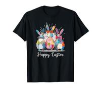 Happy Easter Three Spring Bunny Hoppy Digital Easter Art T-Shirt