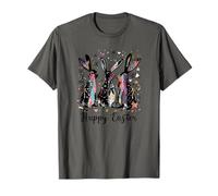Happy Easter Three Spring Bunny Hoppy Easter Rabbit Floral T-Shirt