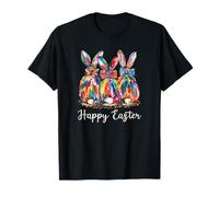 Happy Easter Three Spring Bunny Hoppy Festive Rabbit Art T-Shirt