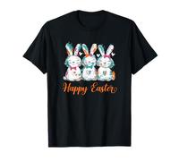Happy Easter Three Spring Bunny Hoppy Floral Spring Meadow T-Shirt