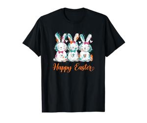 Happy Easter Three Spring Bunny Hoppy Floral Spring Meadow T-Shirt