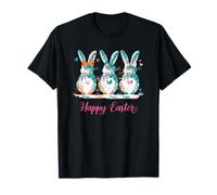 Happy Easter Three Spring Bunny Hoppy Minimal Bunny Graphic T-Shirt