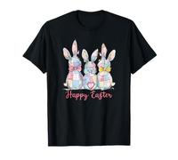 Happy Easter Three Spring Bunny Hoppy Simple Easter Rabbit T-Shirt