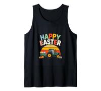 Happy Easter Tractor Egg Hunt Farm Sunset Tank Top