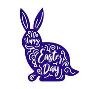 Happy Easter Vintage Lettering inscribed in The Silhouette of a Rabbit Ethnic Floral Patterns Fine Carving Stickers 52x65.5cm It Won't Fall Off DarkBlue