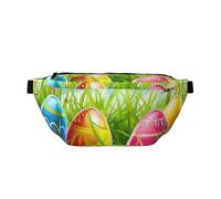Happy Easter with Colorful Eggs in Grass Crossbody Bag Chest Bags Waist Fanny Pack for Hiking, Dog Walking, Travel & Outdoor Activities