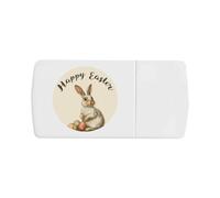 'Happy Easter with Rabbit and Eggs' Pill Box with Tablet Splitter (PI00034401)