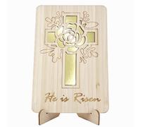 Happy Easter Wooden Greeting Card with Envelope & Stand - Bunny and Eggs Design, Easter Cards for Kids,Family