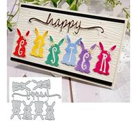 Happy Easter Words Rabbit Metal Die Cuts,Rabbit Egg Flower Leaf Cutting Dies Cut Stencils DIY Scrapbooking Decorative Embossing Paper Scrapbooking Card Making