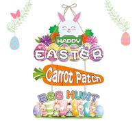 Happy Easter Wreaths for Front Door - Wooden Easter Decoration | Cute Bunny Wreath | Handmade Spring Wall Hanging, Festive Rabbit Sign, Holiday Decor for Porch, Outdoor Entryway & Indoor Home Art