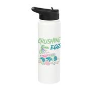Happy Eastrawr Funny Easter Bunny Dinosaur Stainless Steel Insulated Water Bottle