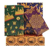 Happy Eid Mubarak Gift Wrapping Paper Set 8 Sheets in 4 Designs Folded Flat 50x70cm per sheet For Kids Islam Ramadan Holiday Party Celebration Decorations