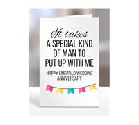 Happy Emerald Wedding Anniversary Card, Birthday Gifts for Husband, Boyfriend, Partner, Spouse, Funny, Valentines Gifts for Him, Presents for Men, A5-191_138