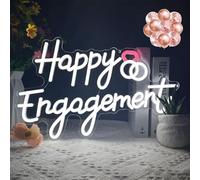 Happy Engagement Neon Sign, Engagement Party Neon Light Signs White LED Engaged Decorations Neon Lights for Wedding Engagement Bachelorette Party Shower Bride to Be Decor