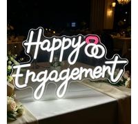 Happy Engagement Neon Sign LED Neon Engagement Party Sign Light Up for Wall Decor, Dimmable USB Powered Neon Light for Wedding Engagement Bachelorette Party Shower Bride to Be Decor 16.92”x10.23”