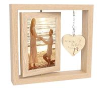 Happy Engagement Photo Frame, He Asked She Said Yes Proposal Engagement Gifts for Couples With Heartfelt Message - Rotating 2-Sided Wood Photo Frame Perfect Wedding & Newlywed Gifts