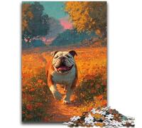 Happy English Bulldog Jigsaw Puzzles for Adults Teenagers Jigsaws Puzzle,Pattern Assembly Fun at Home Activities,Birthday Present,Travel Gifts (38x26cm)