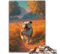 Happy English Bulldog Jigsaw Puzzles for Adults Teenagers Jigsaws Puzzle,Toys Educational Games Stress Relieving Wishlist with Santa Claus (70X100cm)