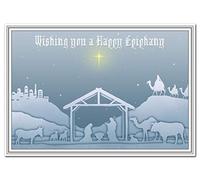 Happy Epiphany Card - Religious Christian Greeting - 6th January - Magi design theme - Three Kings Wise Men from East - Baby Jesus - Gold, Frankincense Myrrh - Luxury Quality - Friends and family