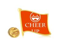 Happy Expressive Happy Positive Golden Metal Flag Lapel Pin Badge
