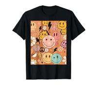 Happy Face Daisy Peace Collage Graphic Design Value Graphic T-Shirt, Men, Black, XL