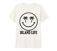 Happy Face Palm Trees Tropical Beach Vacation Summer Getaway Premium T-Shirt
