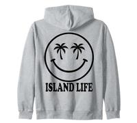 Happy Face Palm Trees Tropical Beach Vacation Summer Getaway Zip Hoodie