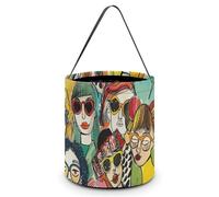 Happy Face Pattern Candy Bucket, Reusable Halloween Trick Or Treat Bags with Handle, Portable Candy Bag for Christmas, Party & Holiday Gift