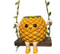 Happy Face Pineapple Hanging, Lightweight Resin Succulent Container for Patio Balcony and Indoor Use